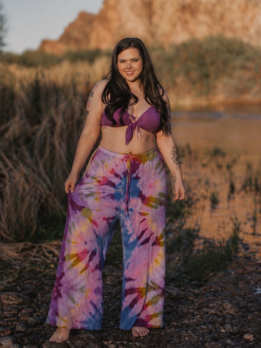 Upcycled Brandy Melville Multicolor Tie-Dye Ribbed Lounge Pants